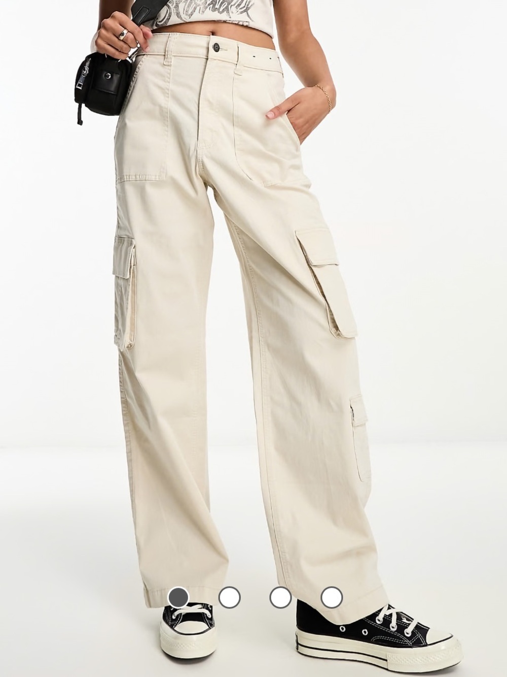 Hollister cream ultra high-rise baggy cargo pants q